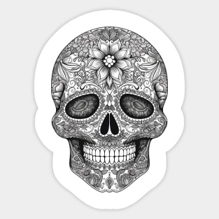 Black and White Sugar Skull Sticker